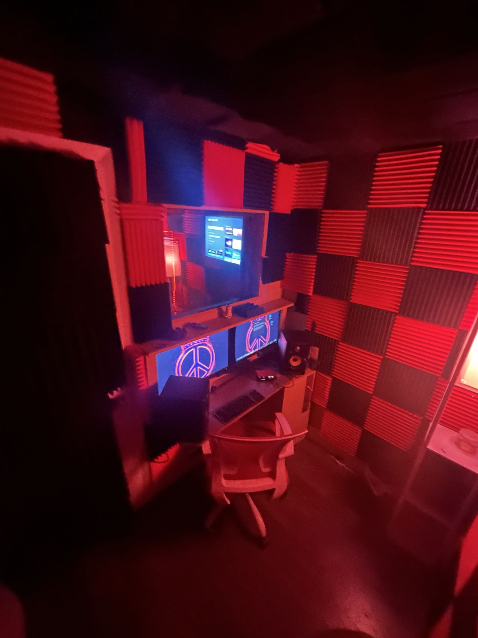 Peace King Studios C Room with checker wall and control setup